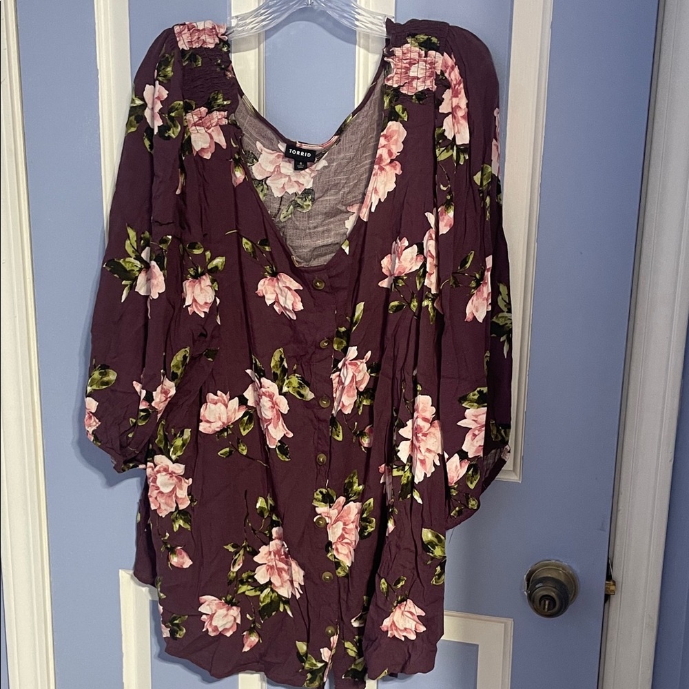 Torrid Purple Floral Blouse